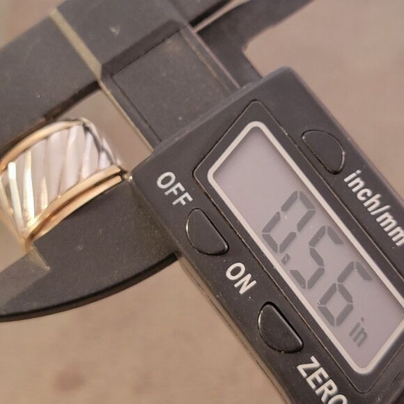 David Yurman 14k & Sterling Ribbed Cigar Band Ring - Picture 14 of 14